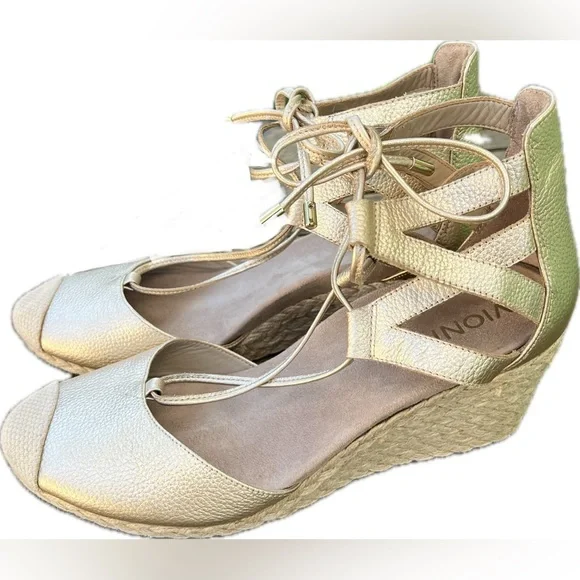 Vionic Gold Wedge Shoes - Picture 2 of 9